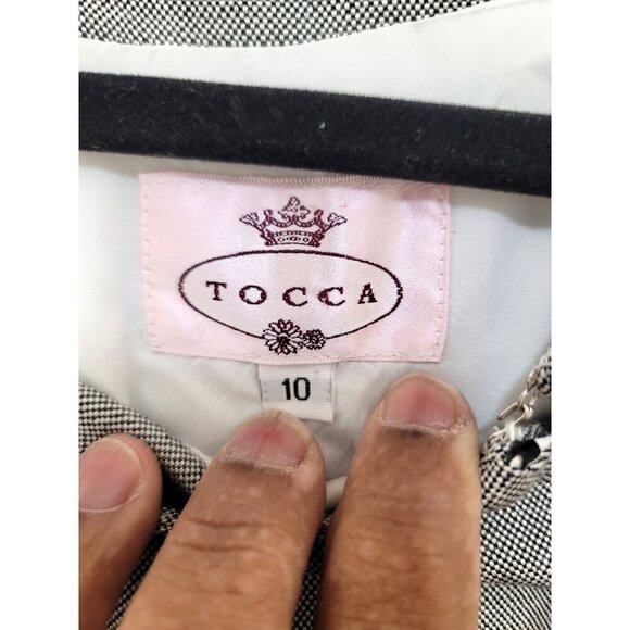 Vintage TOCCA Grey ,Black & White Checkered Accent Cap Sleeves & Back Zipper M C - Picture 11 of 13